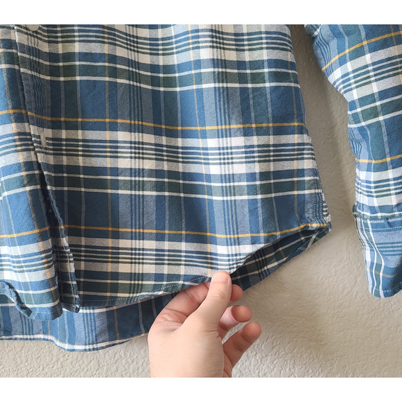 J. Crew Men's Oxford 100% Cotton Slim Fit‎ Button Shirt Blue Plaid Medium Preppy - Picture 5 of 11